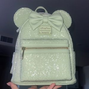 Loungefly Disney Minnie Mouse Mint Green Sequined Mini Backpack